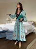 Fashion Patchwork A Line V Neck Dress For Women Elegant Floral Printed Long Sleeve Dresses 2025 Spring New Chic Beach Vestidos_ecoleips.com