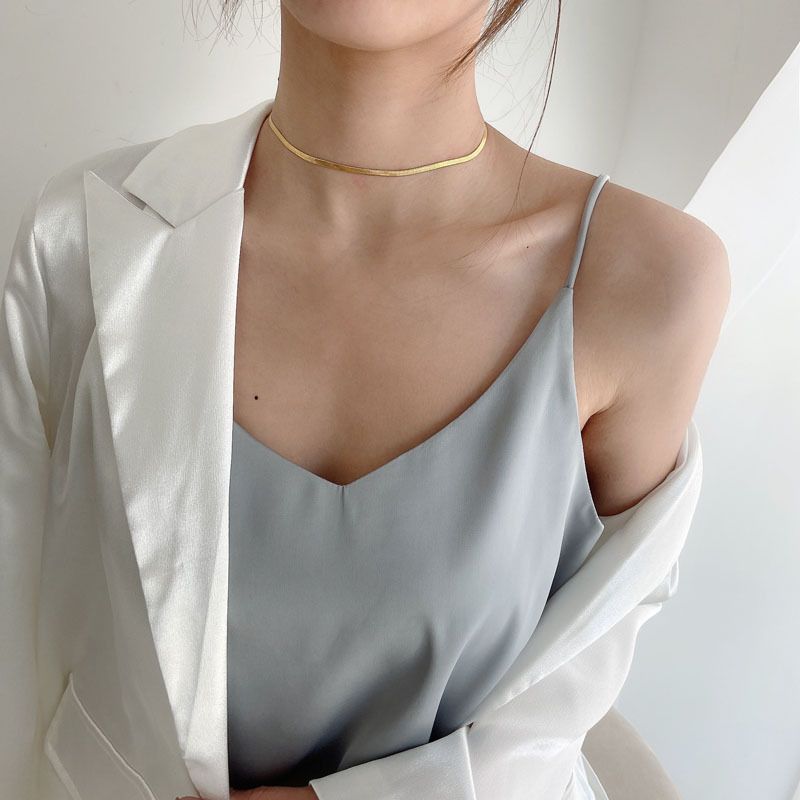 Women's Clothing Women's Satin V-Neck Camisole Top, Soft Silky Stretch Slip Tank For Layering_ecoleips.com