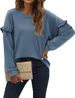 Women's Solid Color Crew Neck Sweatshirt Patchwork Ruffle Long Sleeve Autumn/Winter New Arrivals European American Style_ecoleips.com