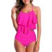 Aria Basics European American Sexy Women's Ruffled Swimsuit With High Waist And Chest Pads, Two-piece Bikini Set_ecoleips.com