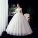 Wedding Dress New Bride Slim Stand Collar Flower One ShoulderLace Wedding Dress_ecoleips.com