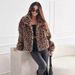 K Fashionable Personality New Furry Leopard Pattern Collarless Short Coat_ecoleips.com