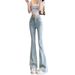 American Retro Light-colored Flared Jeans For Women, 2025 Autumn And Winter New Style, High-waisted, Hip-lifting,_ecoleips.com