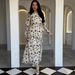 Women's Floral Print Ruffled Dress Round Neck Long Sleeve Gentle Style European American Fashion New Arrival 2024_ecoleips.com