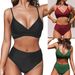 Women’s Clothing Solid Color Swimsuit Sexy Cross Soft Pack Split Women's Bikini Swimsuit_ecoleips.com