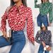 Instagram-style Real Shot Of 2026 Spring-summer Elegant Color-blocked Tie-dye Lantern Sleeve Chiffon Blouse._ecoleips.com