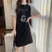 Summer Korean-style Cute Cartoon Letter Cat Loose Round-neck Short-sleeved Women's Dress_ecoleips.com