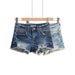 2025 Summer New Blue High-Waisted Women, Leg-Lengthening, Ripped, Versatile Denim Hot Pants, Trendy Distressed Shorts_ecoleips.com