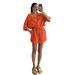 Women's Clothing Solid Color Cardigan Long Sleeve Women's Shirt Fashion Casual Shorts Suit_ecoleips.com