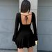 WG253 European And American Cross-border Women's New V-neck Low-cut Long-sleeve Ruffled Slim-fit Elegant Dress Sho_ecoleips.com