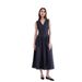 Elegant V-Neck Midi Dress – Loose-Fit Sleeveless Summer Dress With Pockets (Navy Blue) Lined Construction_ecoleips.com