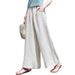 European Style High-Waisted Wide-Leg Linen Pants for Women Loose Fitting Draped Long Casual Summer Trendy Bottoms_ecoleips.com