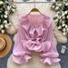 Women's French-Inspired V-Neck Blouse Long Sleeve Ruffled Hem Pleated Details Elegant Top for Spring/Summer Versatile Dressy Shirt_ecoleips.com