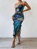 Women's Clothing Pleated Sexy Slit Tube Top Dress_ecoleips.com