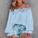 Hot-selling New Model: Elegant Casual Off-shoulder Long-sleeve Top With Ruffle Sleeves, Loose-fitting Standard Size_ecoleips.com