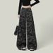 Spring/Summer Plus Size Camouflage High-Waisted Wide-Leg Jeans For Women 100kg Loose Fit Slimming Straight Pants_ecoleips.com