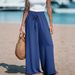 Women's Wide Leg Pants Flowy Casual Trousers Polyester Comfortable Long Pants For Women - S/M/L/XL/XXL (Black, Beige, Pink, Army Green, Navy, Gray)_ecoleips.com