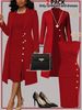Women's Clothing Long Blazer Set Sleeveless Two Piece Solid Color Dress For Autumn Winter_ecoleips.com