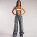 Women's Clothing Women's Denim Jumpsuit Street Style Multi Pocket Overalls Loose Waist Straight Leg Pants For Formal & Casual_ecoleips.com