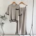 Women's Spring Summer Fashion Knitted Two Piece Set Short Sleeved Casual Temperament Foreign Trade Pants Set for Women_ecoleips.com