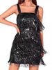 K Solid Color Tassel Sequin Camisole Cocktail Dress Party Dress Short Skirt Tassel Dress_ecoleips.com