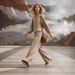 Women's Autumn Winter Light Brown Slim Fit Sweatshirt And Pants Set Long Sleeved Retro Casual European American Style_ecoleips.com