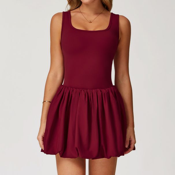 K Women's Bare-feeling Fake Two-piece Sports Dress To Prevent Exposure, Base Layer For Outdoor Running, Fitness, Tennis Dress_ecoleips.com