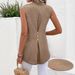 Women's Casual V Neck Sleeveless Shirt Solid Color Style Summer Top_ecoleips.com