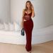 Women's 2025 Summer New Fashion Sexy Patchwork Slit Mesh Sheer Strap Dress Wholesale_ecoleips.com