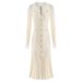 Women's Clothing New Hollow Wood Ear Edge Twist Thread Long Sleeve Knitted Skirt French Slim Dress_ecoleips.com