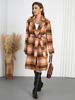 Women's Clothing Double Breasted Lapel Contrast Plaid Double-Breasted Notched Lapel Checked Wool Blend Coat Long Sleeve Trench Coat For Autumn Winter_ecoleips.com