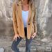 Women's Autumn Winter Wool Blend Buttoned Blazer Jacket - Slim Fit Office Casual Coat With Notch Lapel & Real Pockets_ecoleips.com