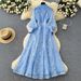 Cross-border French Retro Elegant Dress For Women 2025 New Style High-end Stand-up Collar Single-breasted Waist-cinching_ecoleips.com