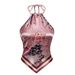 Women's Floral Print Halter Neck Camisole Spring Summer Pure Alluring Back Tie Open Back Design Tank Tops_ecoleips.com