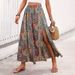 Ethnic Print Wrap Skirt – Flowy High-Low Hem Maxi With Side Slit (S-Xl, Multi-Color) Breathable Fabric_ecoleips.com