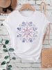 European And American Cross-border Foreign Trade Women's Clothing, Floral Print Round-neck Short-sleeve T-shirt Top_ecoleips.com