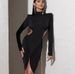 Women's Clothing Slim Fit Pleated Irregular Knit Solid Color Bodycon Skirt Style Waist Revealing Autumn Winter Sexy Dress_ecoleips.com