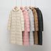 Women's Lightweight Long Hooded Down Jacket With Wavy Design, Slim Fit Winter Coat For Casual Wear (Beige, Pink, Gray, Brown, Black)_ecoleips.com