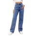 Women's Clothing High Waist Washed Women's Jeans Long Straight Pants_ecoleips.com