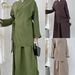 Modest Abaya Dress Middle East Dubai Style Solid Color Top Skirt Suit Abaya Casual Lace Women's Fashion_ecoleips.com