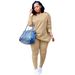 Women's Autumn/Winter Casual Two Piece Set Button Down Off Shoulder Pleated Drawstring Trousers_ecoleips.com