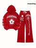 Women's Hip Hop Letter Print Sweatshirt Set Casual Fashion Trendy Loose Fit_ecoleips.com