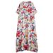 Real Shot Of 2024 Summer V-neck Cotton-linen Plus-size Loose-fitting Artistic Vacation-style Beach Dress, Vintage_ecoleips.com