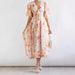 2023 Women's Bohemian Floral Mid-Length Ruched Beach Flowy Dress_ecoleips.com