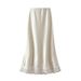 K Lace Patchwork Midi Skirt With A New Drape And Glossy A-line Mid Length Skirt For Women_ecoleips.com