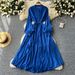 Elegant Dress Female Design Single Breasted Loose Waist Straps Slim Temperament Knee Length Skirt_ecoleips.com