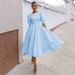 Women's Clothing New Solid Color Slim Fit Sexy Large Swing Short Sleeve Midi Skirt_ecoleips.com