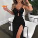 Women's Clothing Suspender Hollow Tight Slit Dress_ecoleips.com