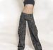 Women's Retro Camouflage Overalls - Low Waist, Multi-Pocket, Straight Leg Jeans With Leaf Print_ecoleips.com