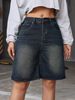 Women's Vintage Washed Denim Shorts – Relaxed Fit Mid-Thigh Length | Euro/US Sizing (XS-XXL) | Light Blue Casual Style_ecoleips.com